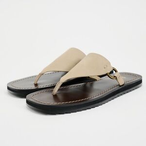 Zara Flat Leather Sandals NWT